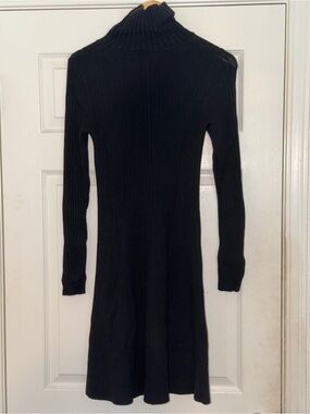 Banana Republic Black Ribbed Turtleneck Long Sleeve Dress
